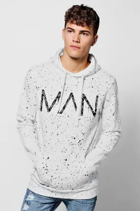 MAN Paint Splatter Hoodie | boohooMAN UK