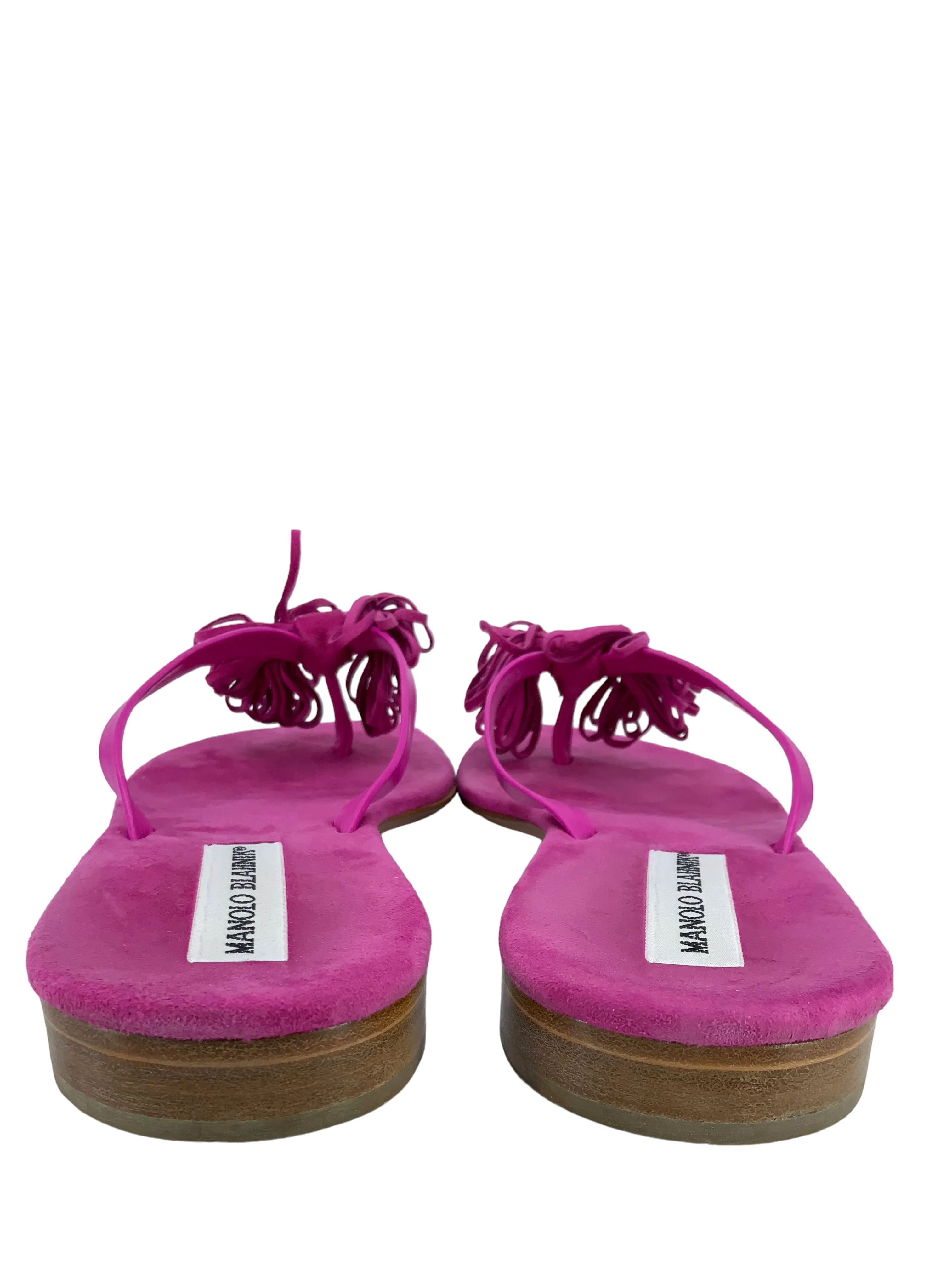 Manolo Blahnik Suede Tassel Thong Sandals Size 11