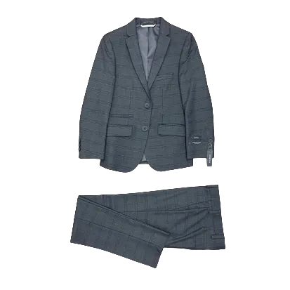 Marc New York Boys Charcoal Plaid Suit W0652