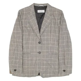 MAX MARA Womens Blazer Jacket Grey Knit Wool Check UK 14