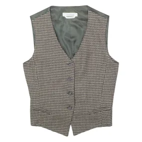 MAX MARA Womens Blazer Waistcoat Brown Tweed Wool Houndstooth UK 14