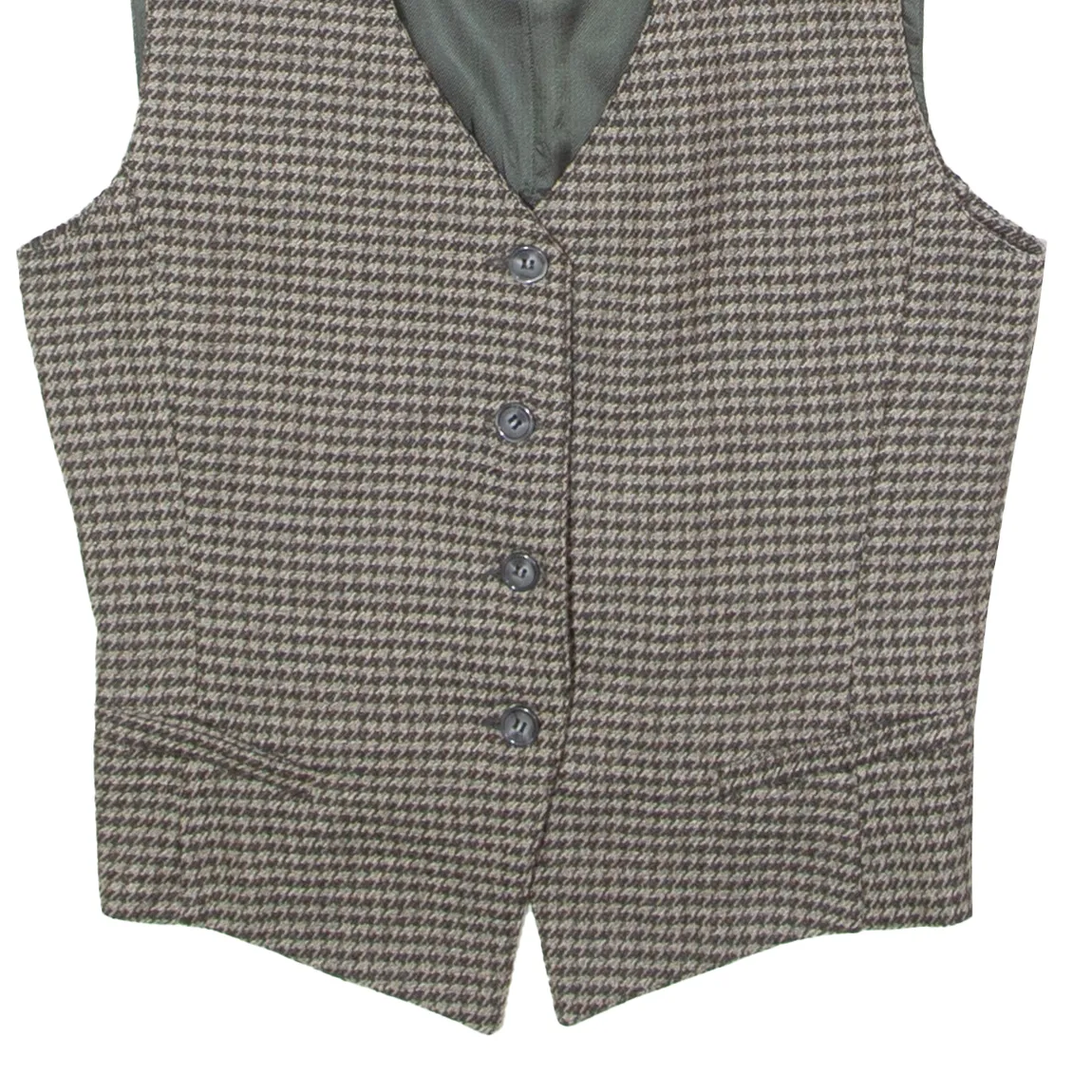 MAX MARA Womens Blazer Waistcoat Brown Tweed Wool Houndstooth UK 14