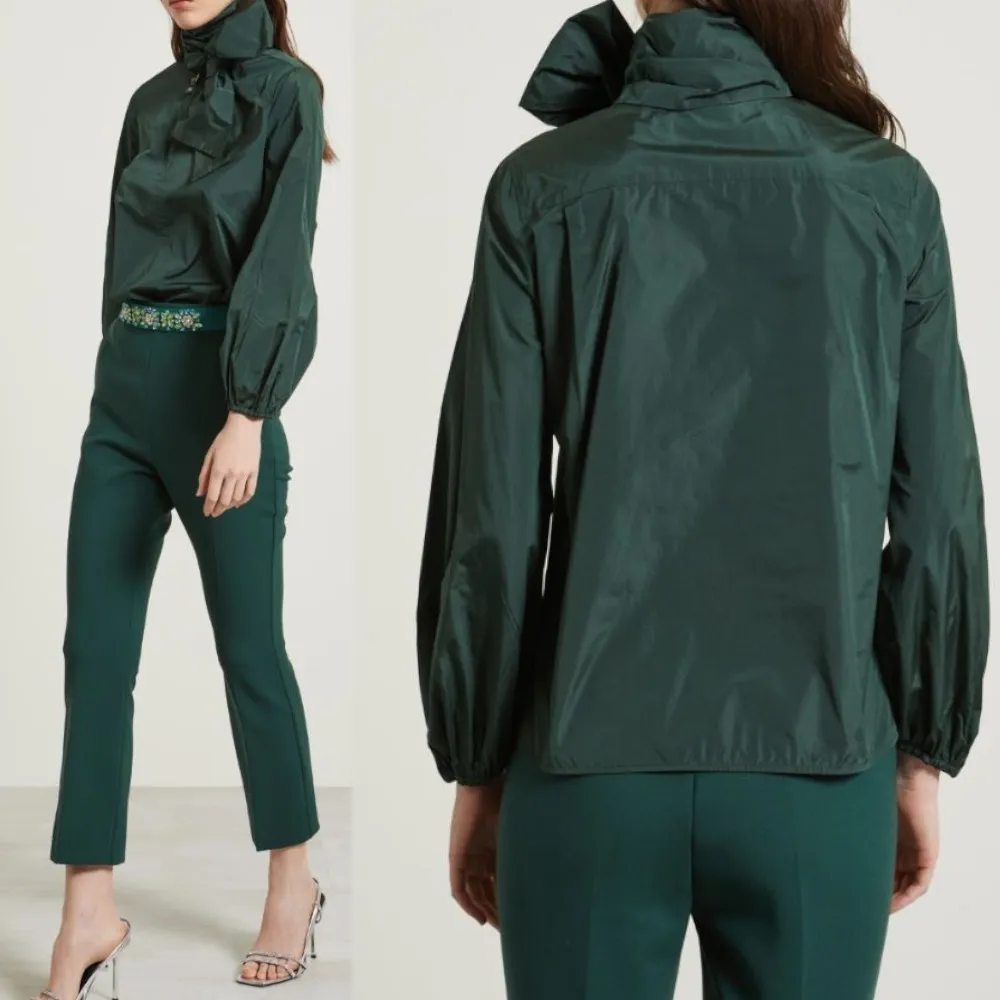 MaxMara  |Silk Blended Fabrics Street Style Long Sleeves Plain Logo