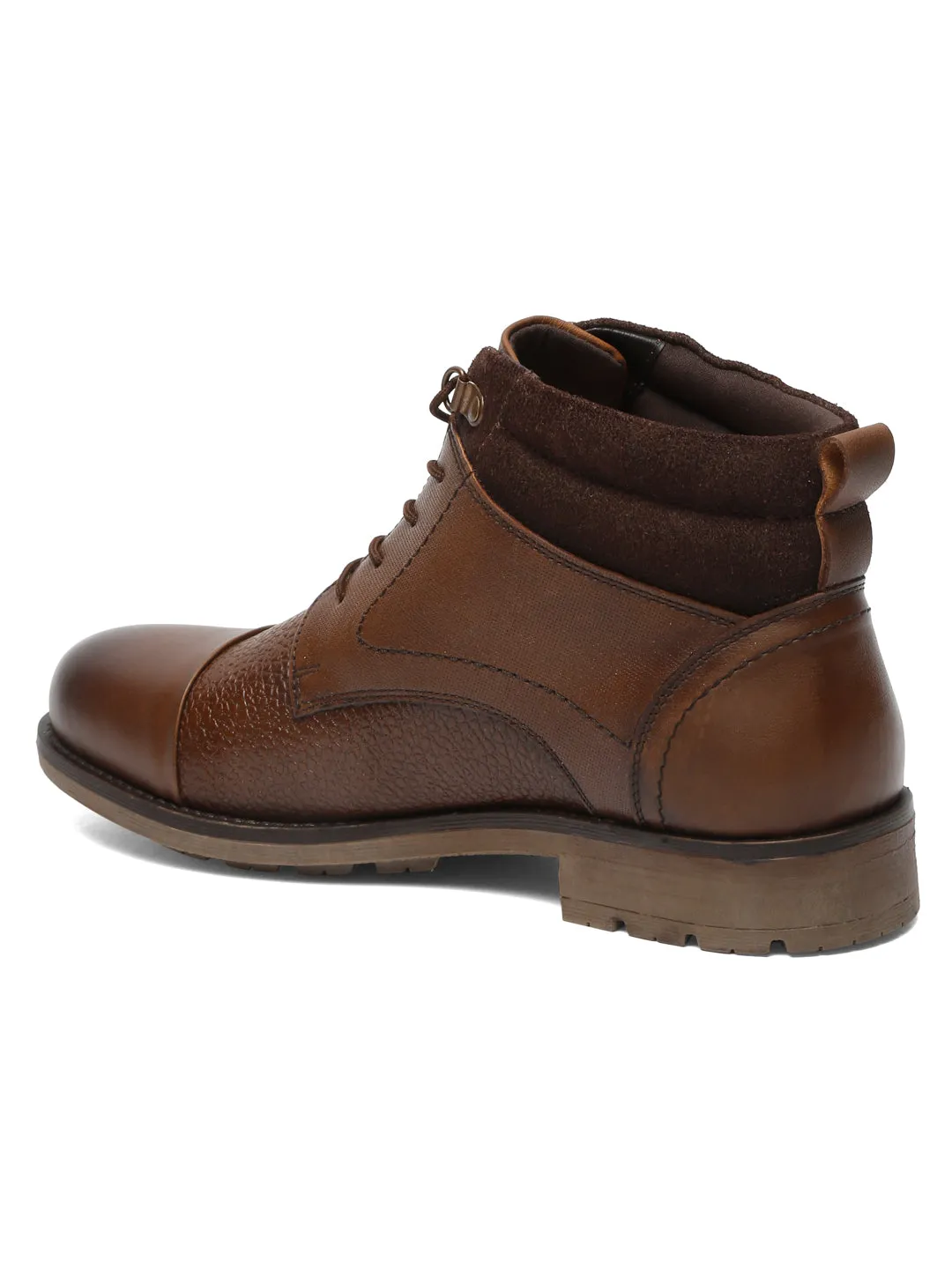 Men Brown Mid Top Lace-Up Boots