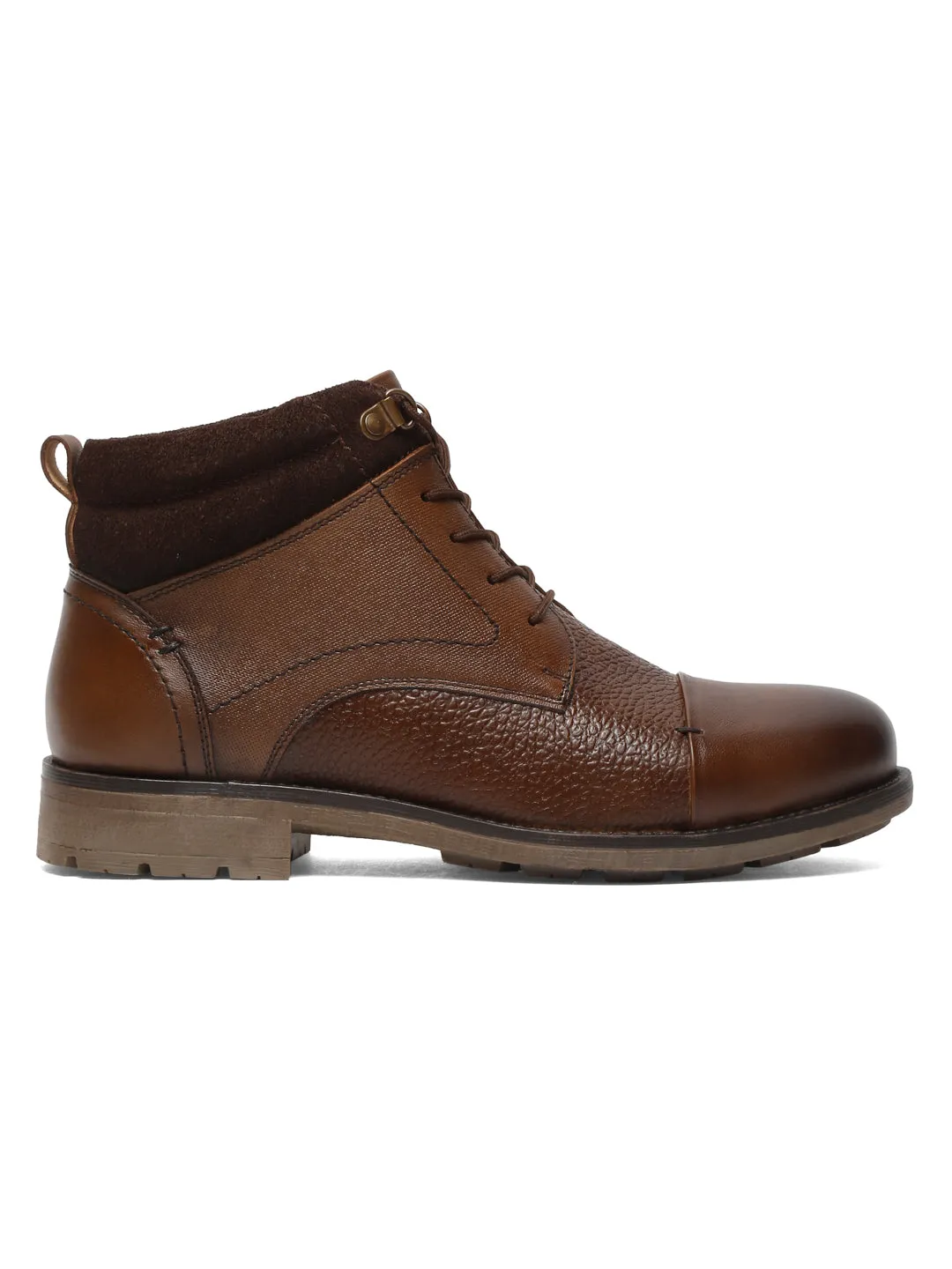 Men Brown Mid Top Lace-Up Boots