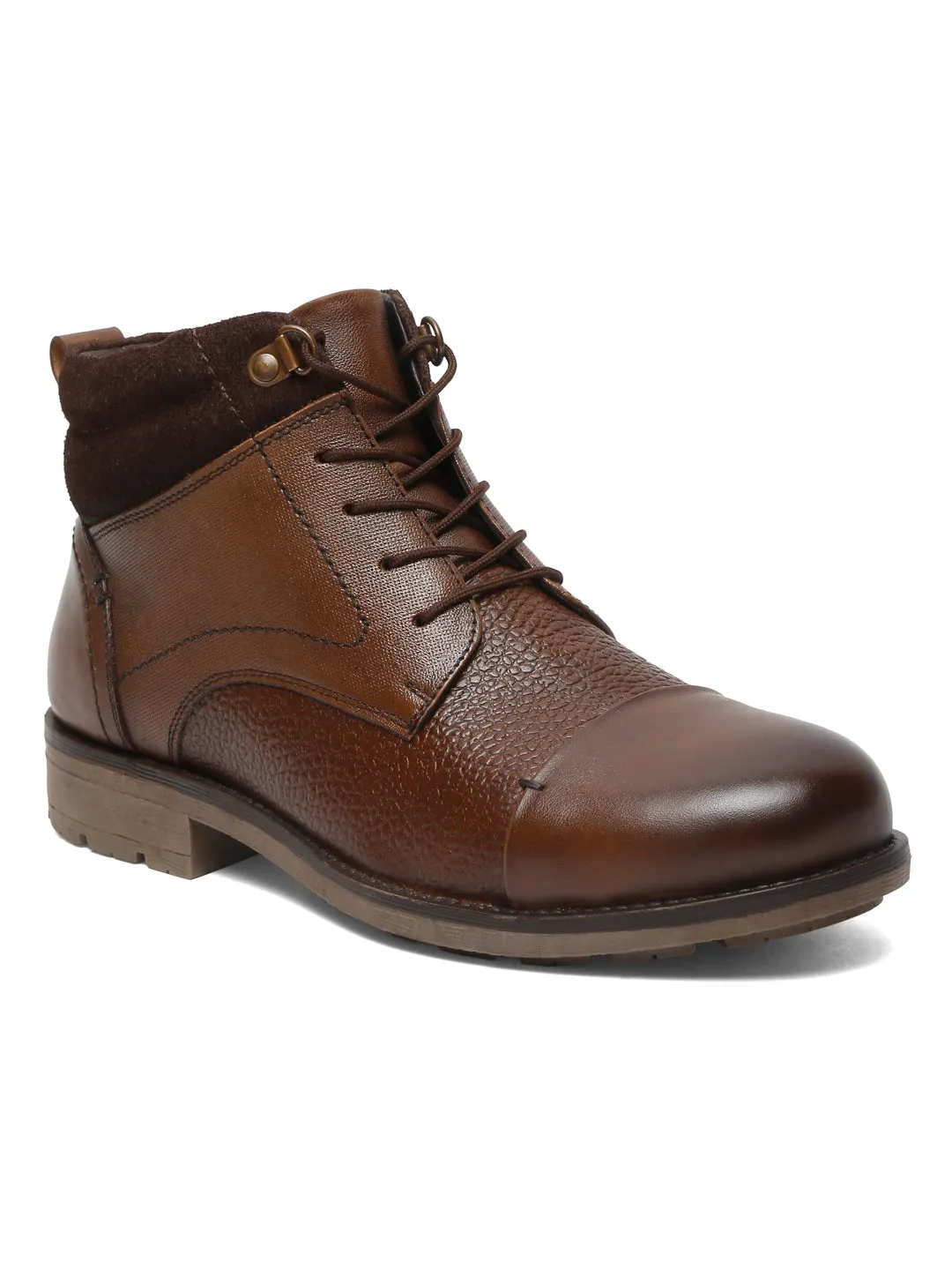 Men Brown Mid Top Lace-Up Boots