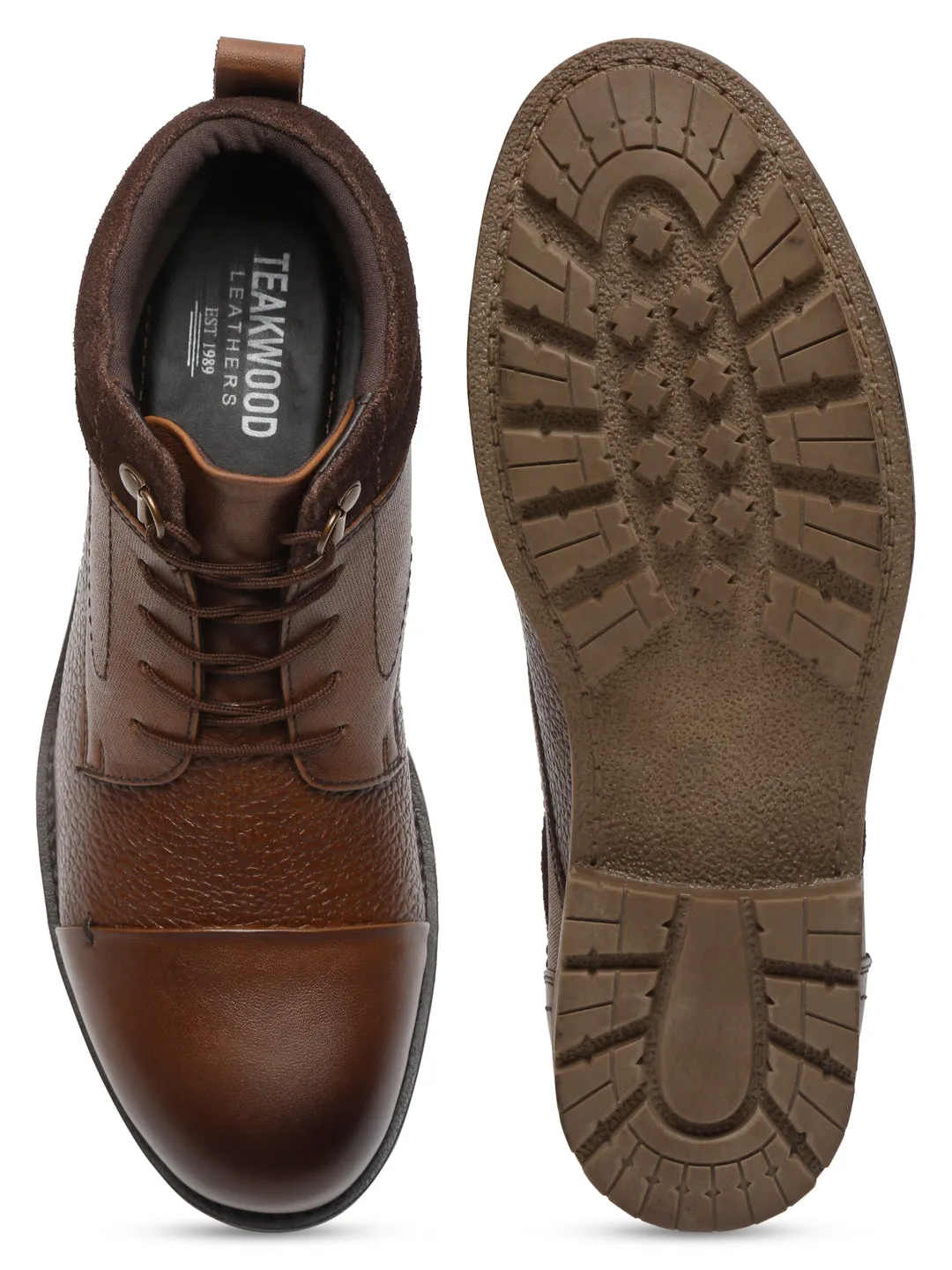 Men Brown Mid Top Lace-Up Boots