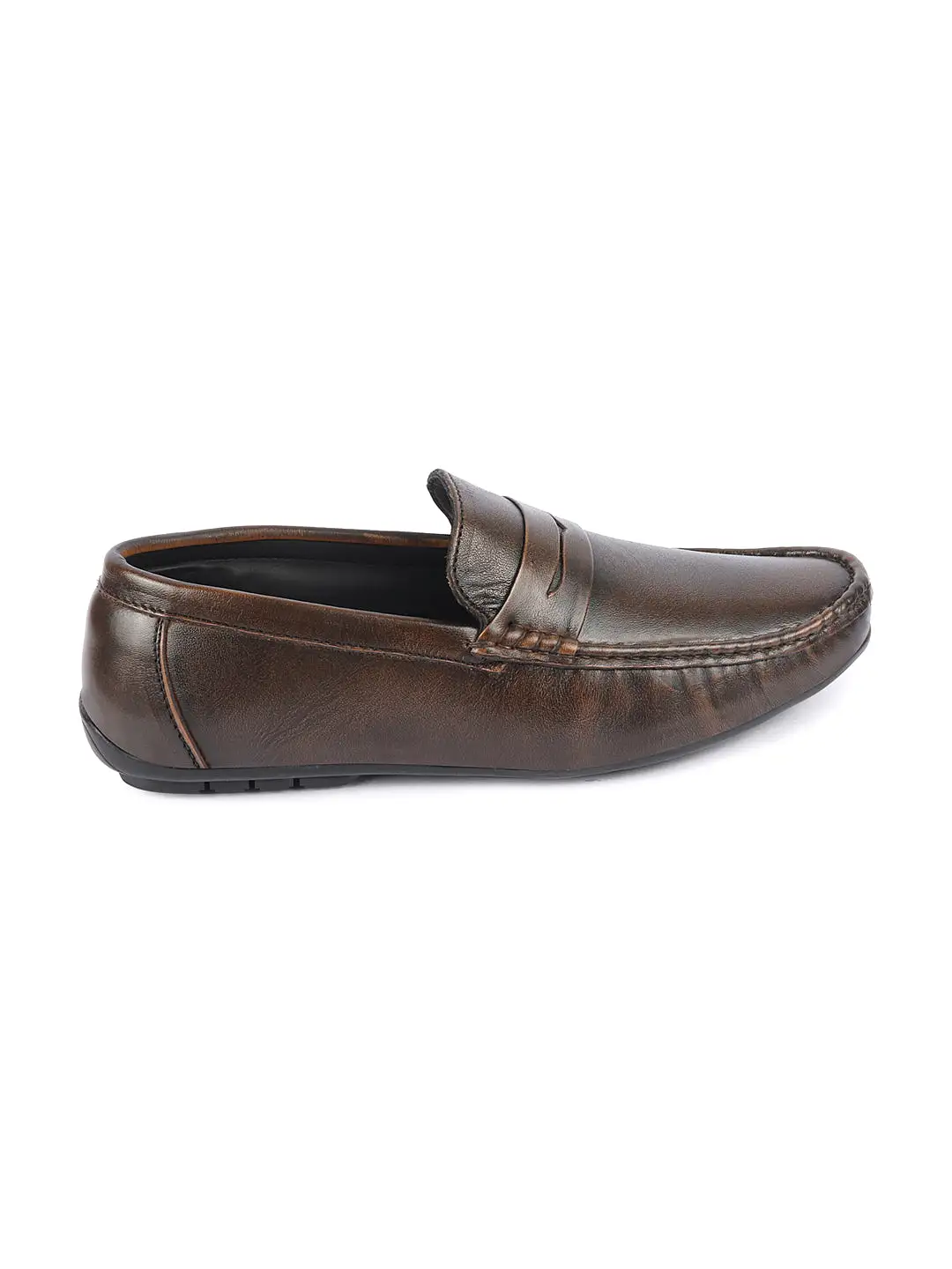 Men Tan Classic Genuine Leather Slip on Loafer Shoes