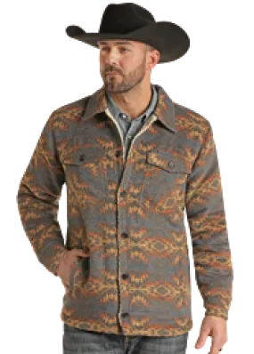 Men's Rock & Roll Aztec Print Shirt Jacket