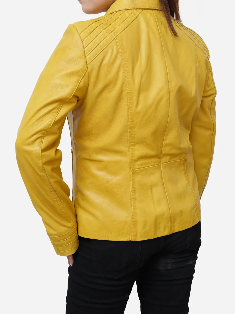 Miranda Fitted Style Yellow Motorbike Jacket