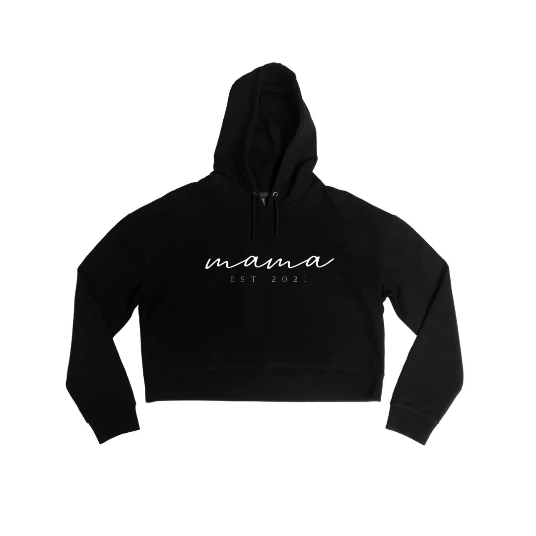 MLW By Design - Personalised Established Mama Adult Crop Hoodie | Various Colours