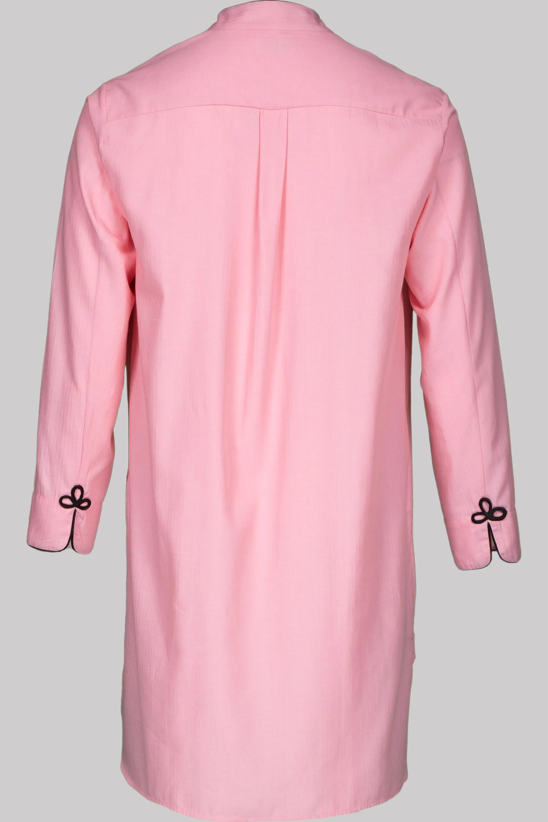 NIGHT-SHIRT PINK with black-black braiding 100% COTTON Herringbone-light