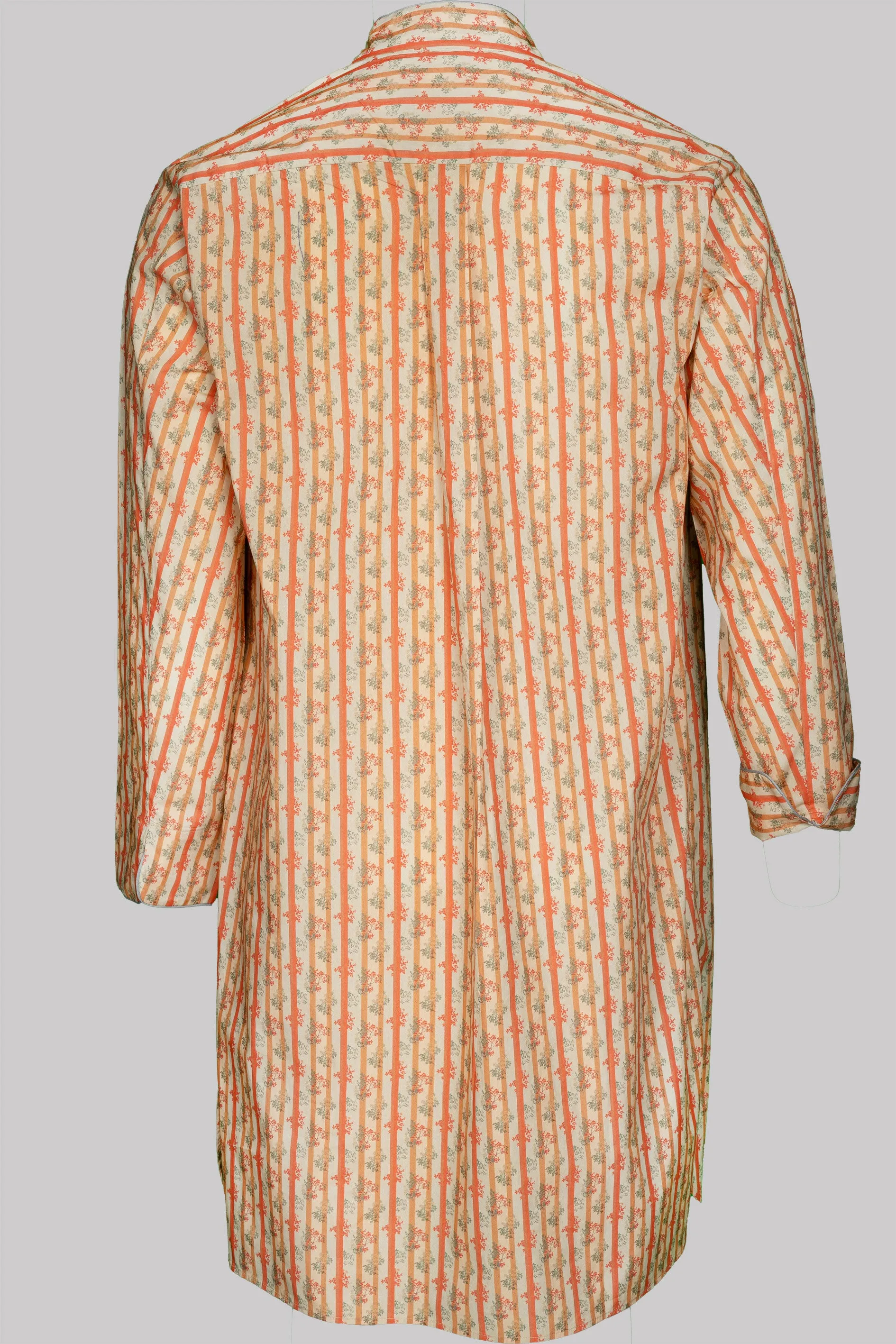 NIGHT-SHIRT TAN-Terracotta-green with  piping 100% COTTON Popeline Medium-Stripes digital-print