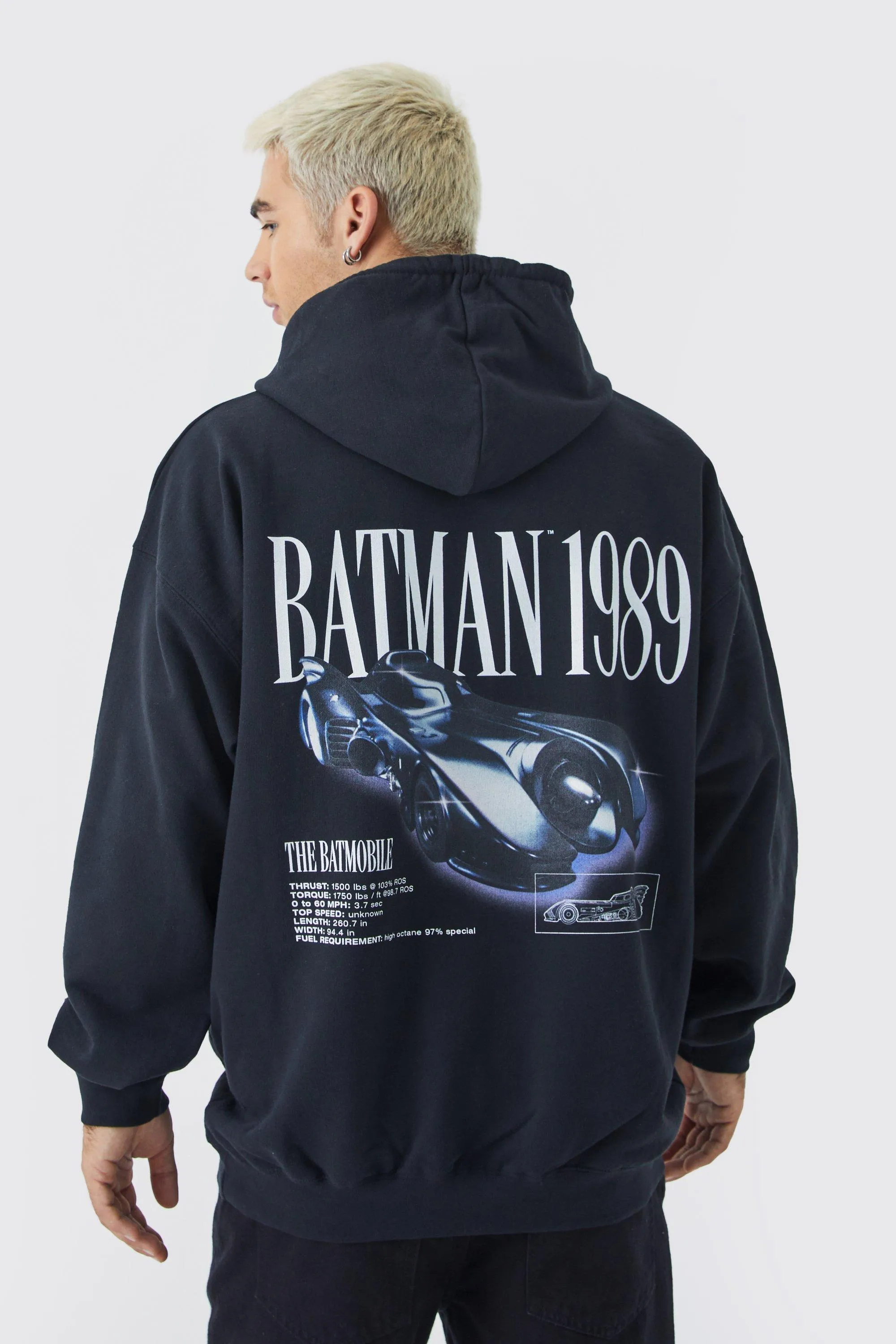 Oversized Batman Car License Hoodie