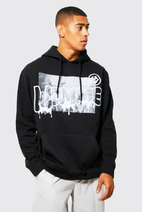 Oversized Homme Graffiti Graphic Hoodie