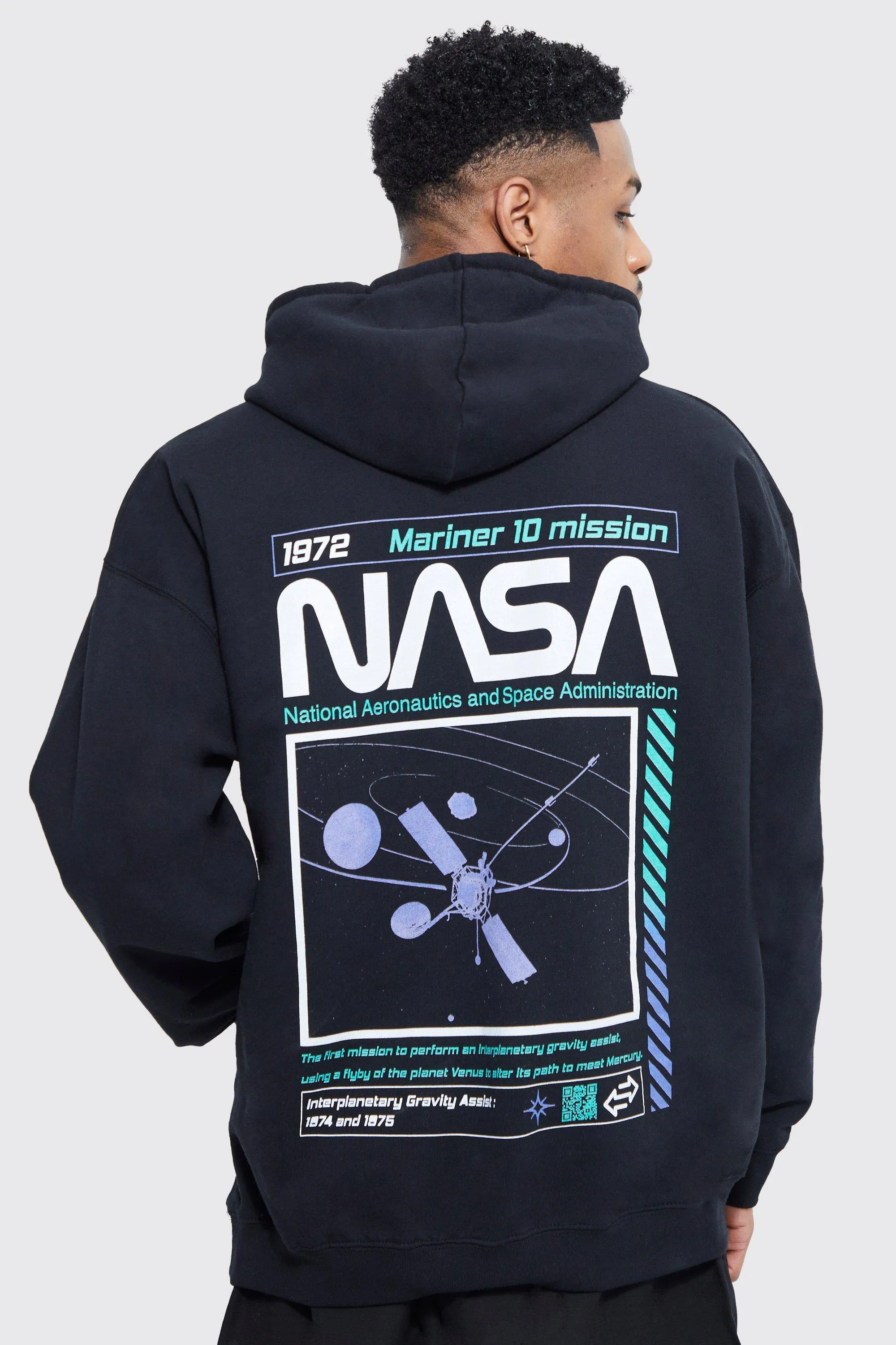 Oversized Nasa Back Graphic Hoodie