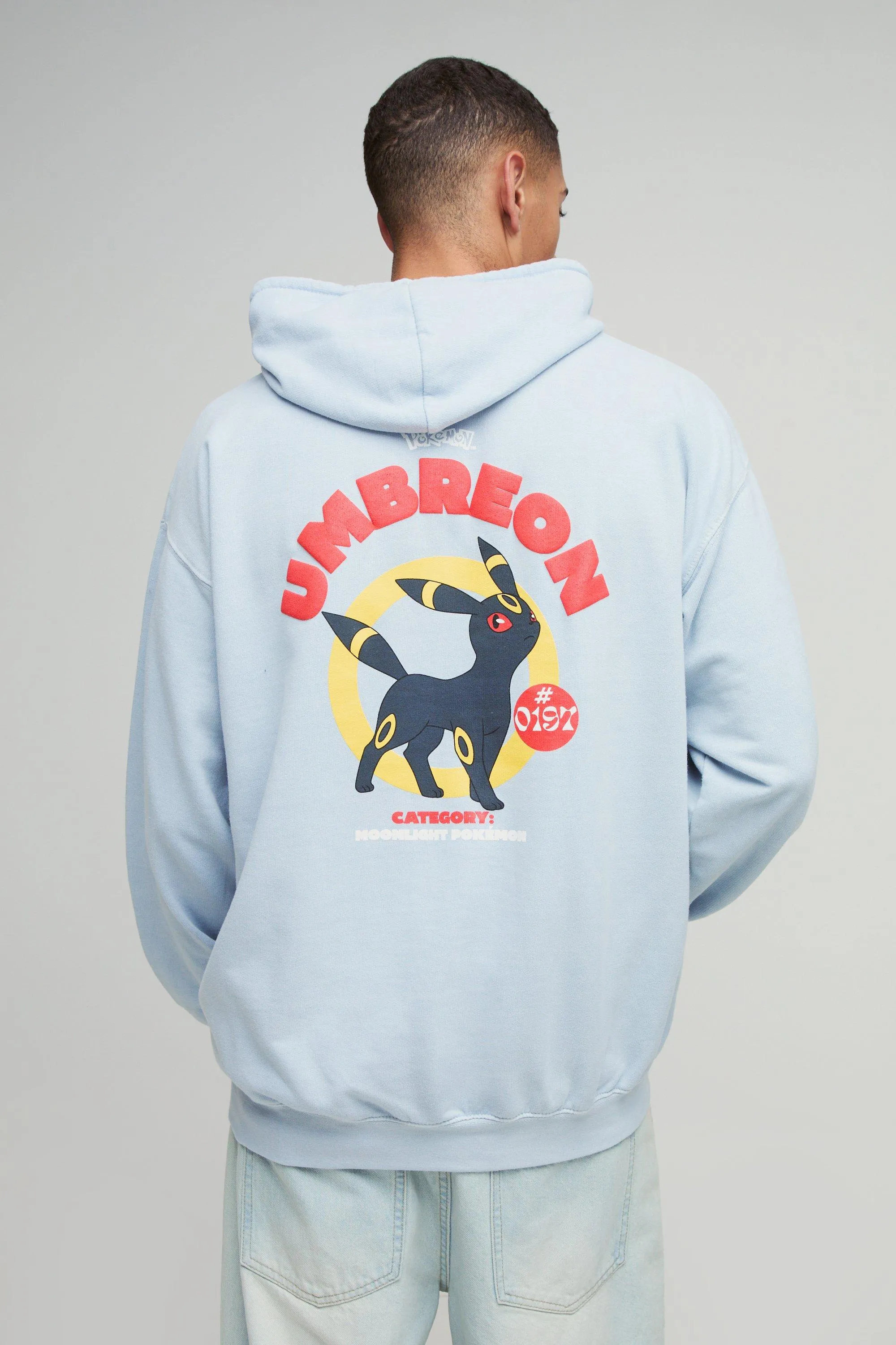 Oversized Wash Pokemon Umbreon License Print Hoodie