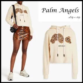 Palm Angels  |Leopard Patterns Long Sleeves Cotton Logo