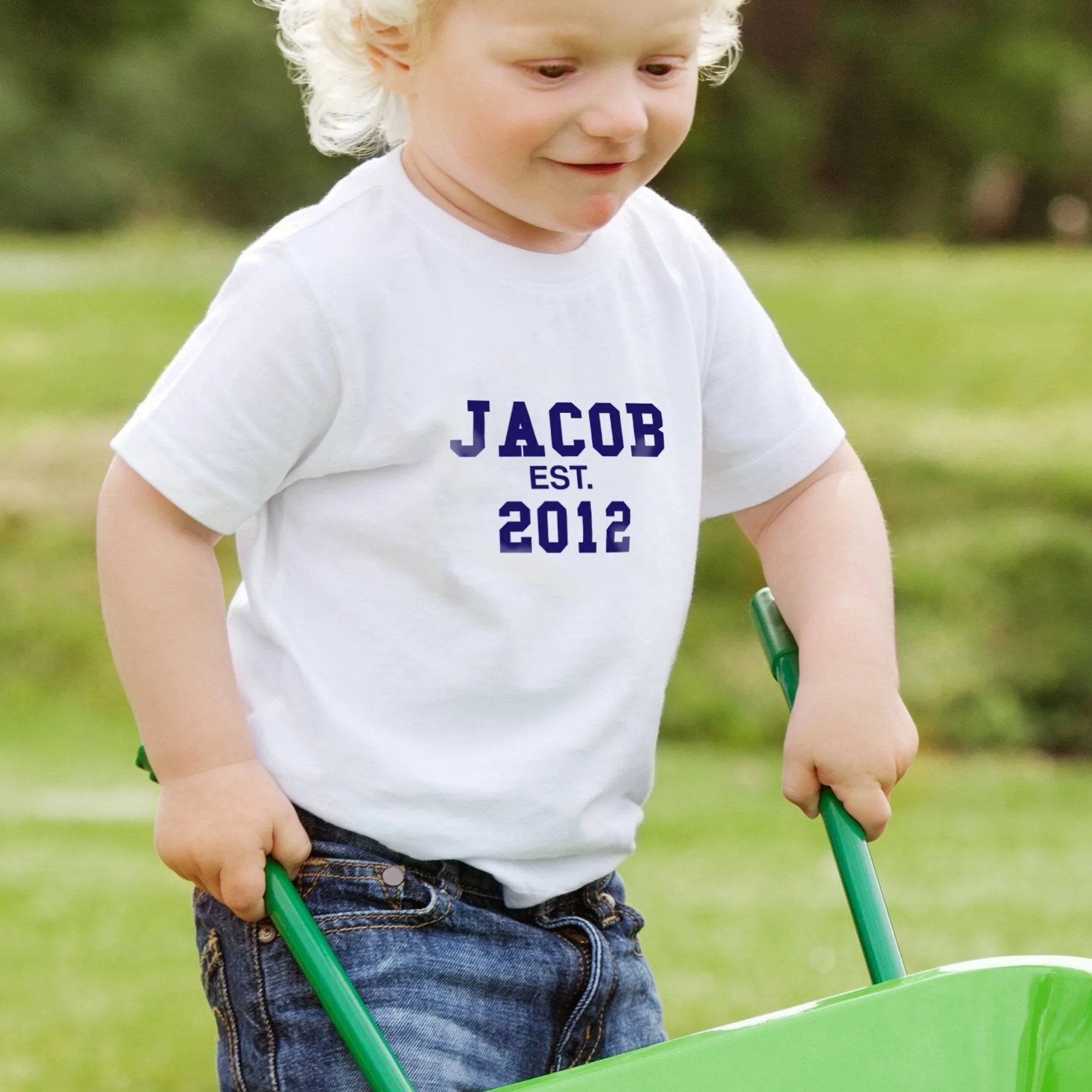 Personalised Established Blue Text Tshirt 1-2 years