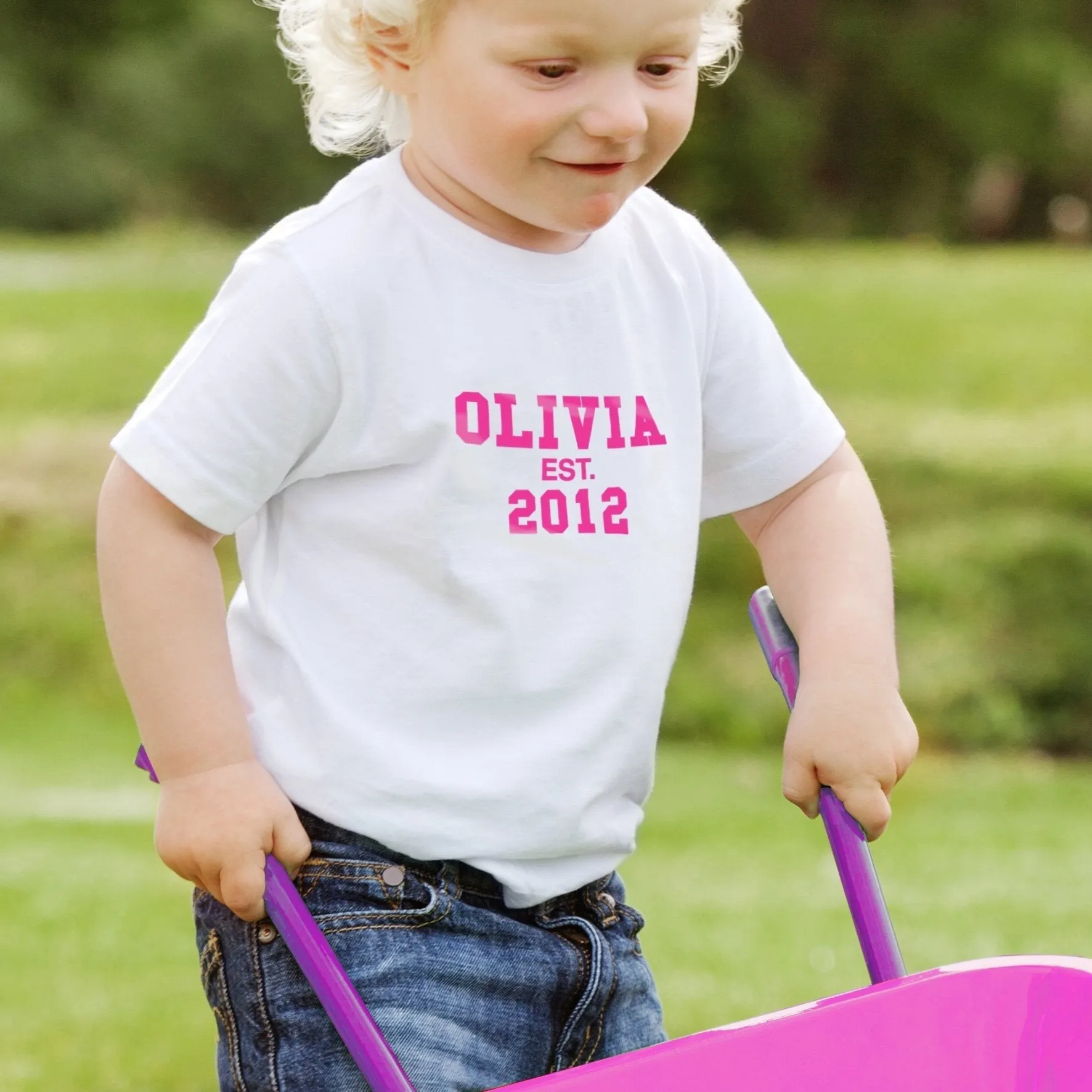 Personalised Established PinkText Tshirt 1-2 years