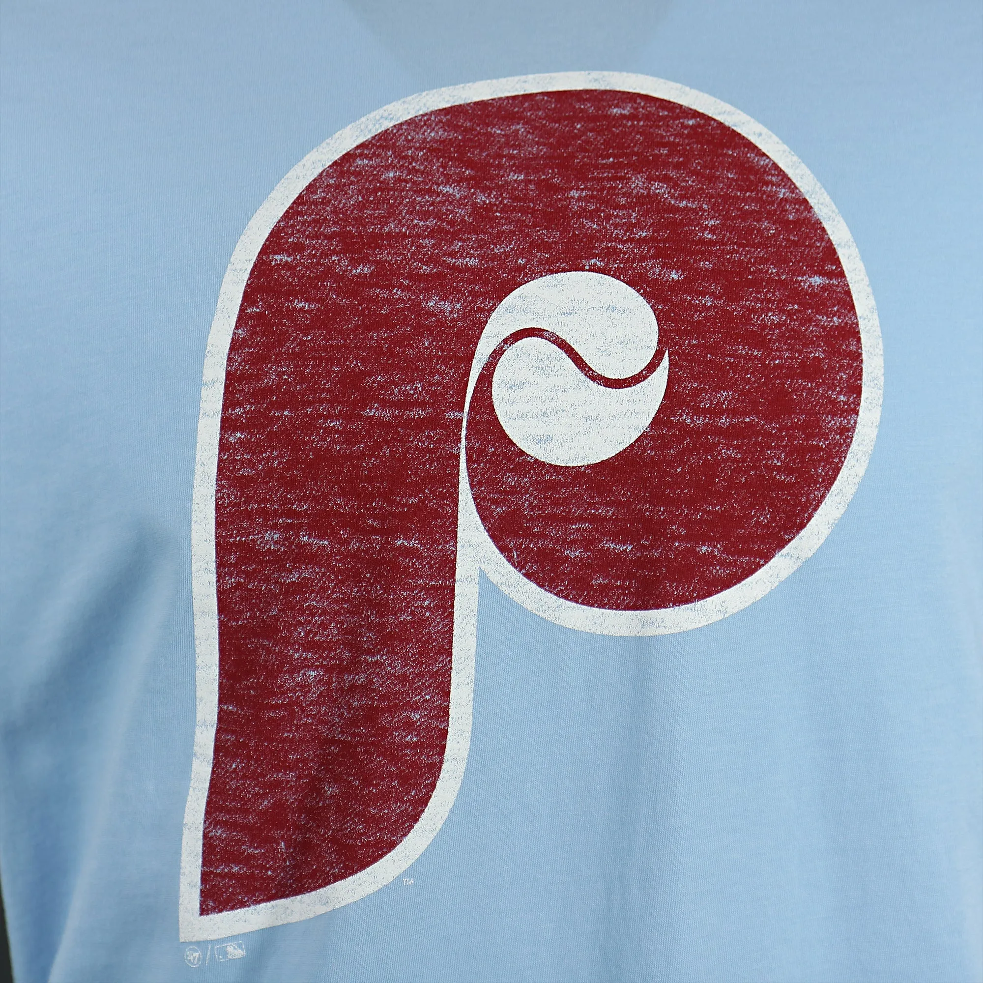 Philadelphia Phillies Distressed Cooperstown Logo Gulf Blue Premium Franklin T-Shirt