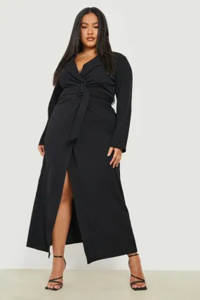 Plus Maxi Split Leg Blazer Dress