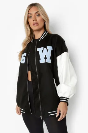 Plus Oversized Varsity Bomber Jacket