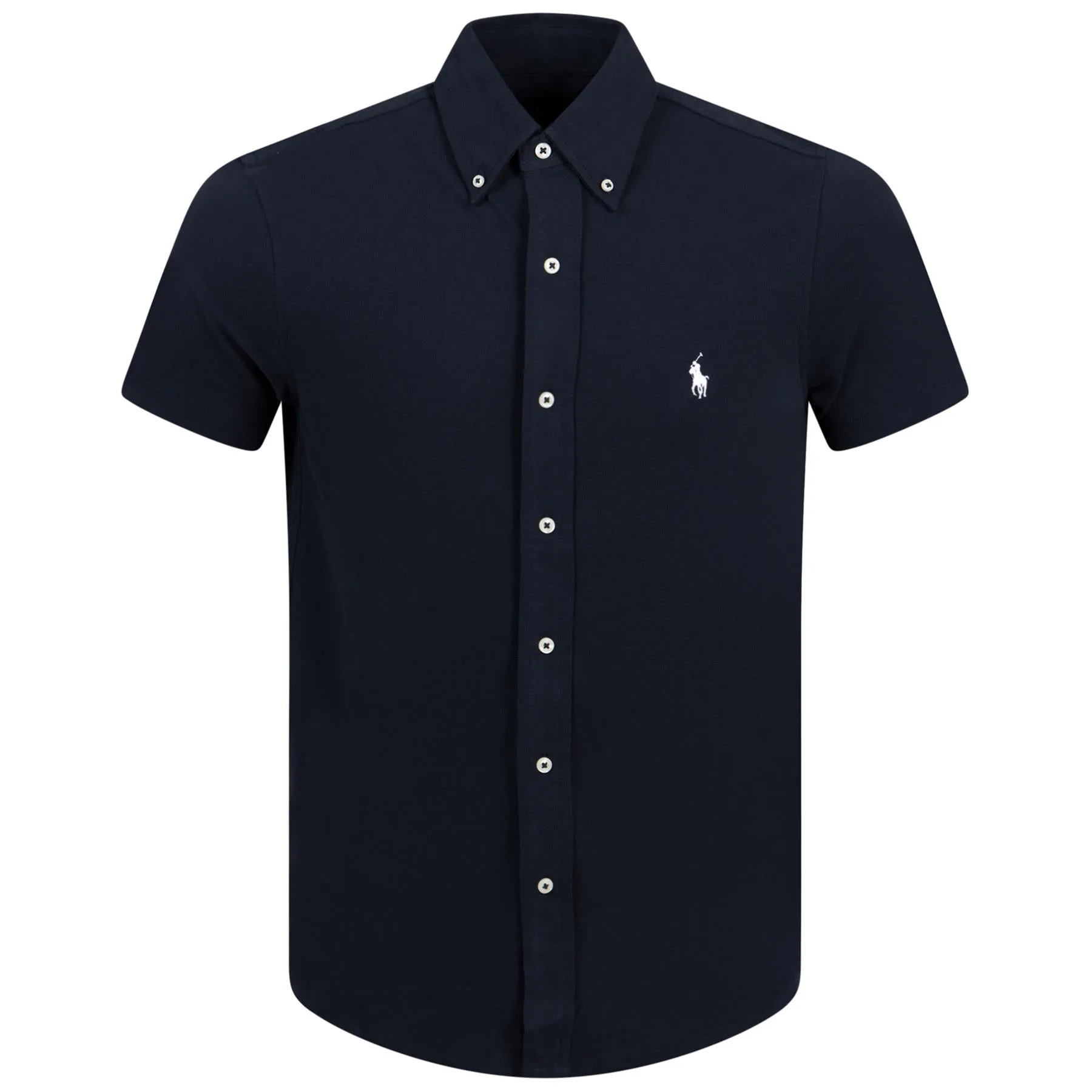 Polo Golf Button Down Cotton Pique Shirt Aviator Navy - SS24