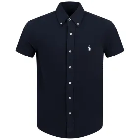 Polo Golf Button Down Cotton Pique Shirt Aviator Navy - SS24