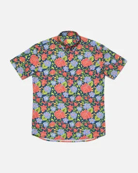 Poplin & Co Short Sleeve Hibiscus Button Down Shirt