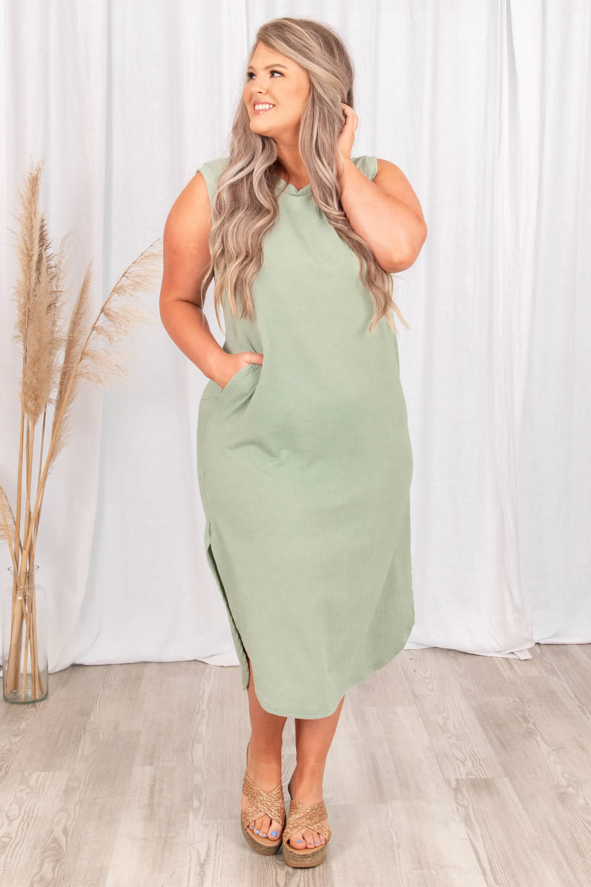 Popular Places Dress, Sage