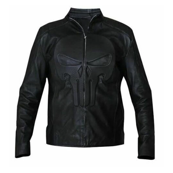 Punisher Skull Black Biker Leather Jacket - Famous Jackets