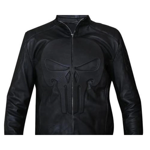 Punisher Skull Black Biker Leather Jacket - Famous Jackets