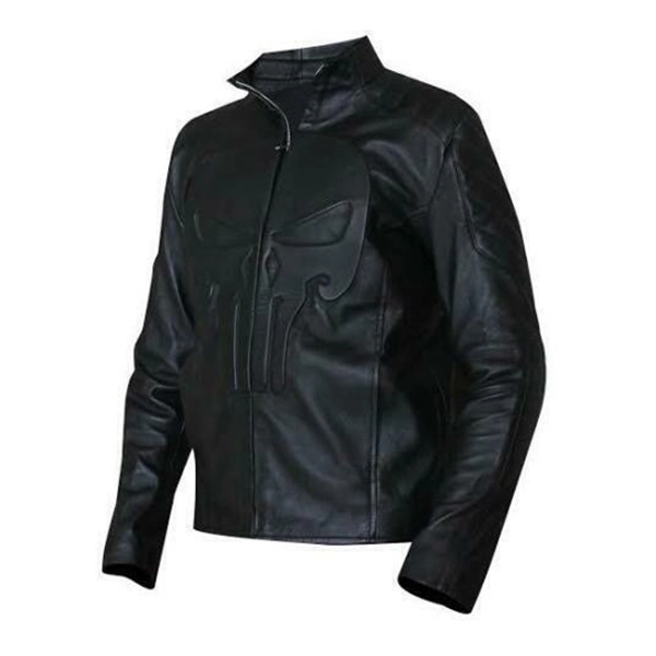 Punisher Skull Black Biker Leather Jacket - Famous Jackets