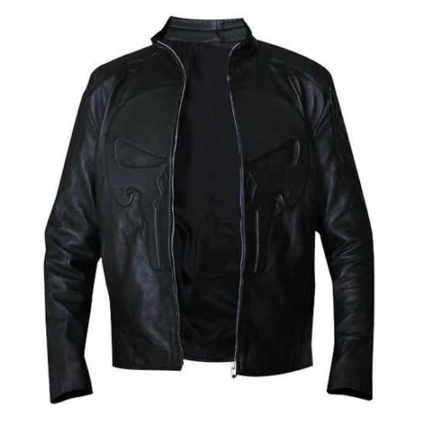 Punisher Skull Black Biker Leather Jacket - Famous Jackets