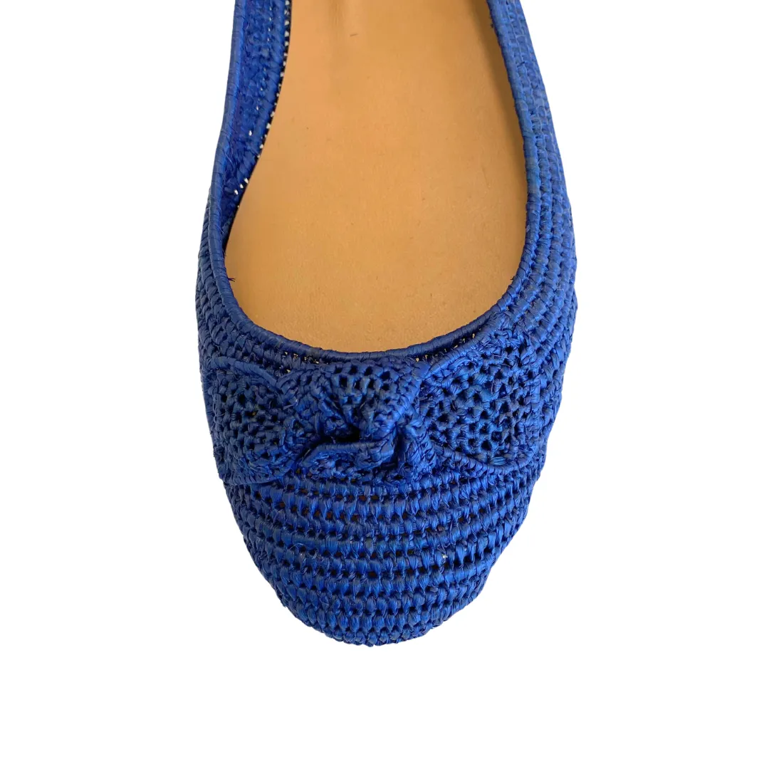 Raffia Ballet Flats (Navy)