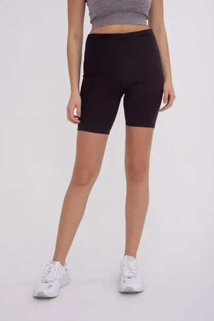 RED - HIGH-WAISTED BIKER SHORTS | CHOCOLATE