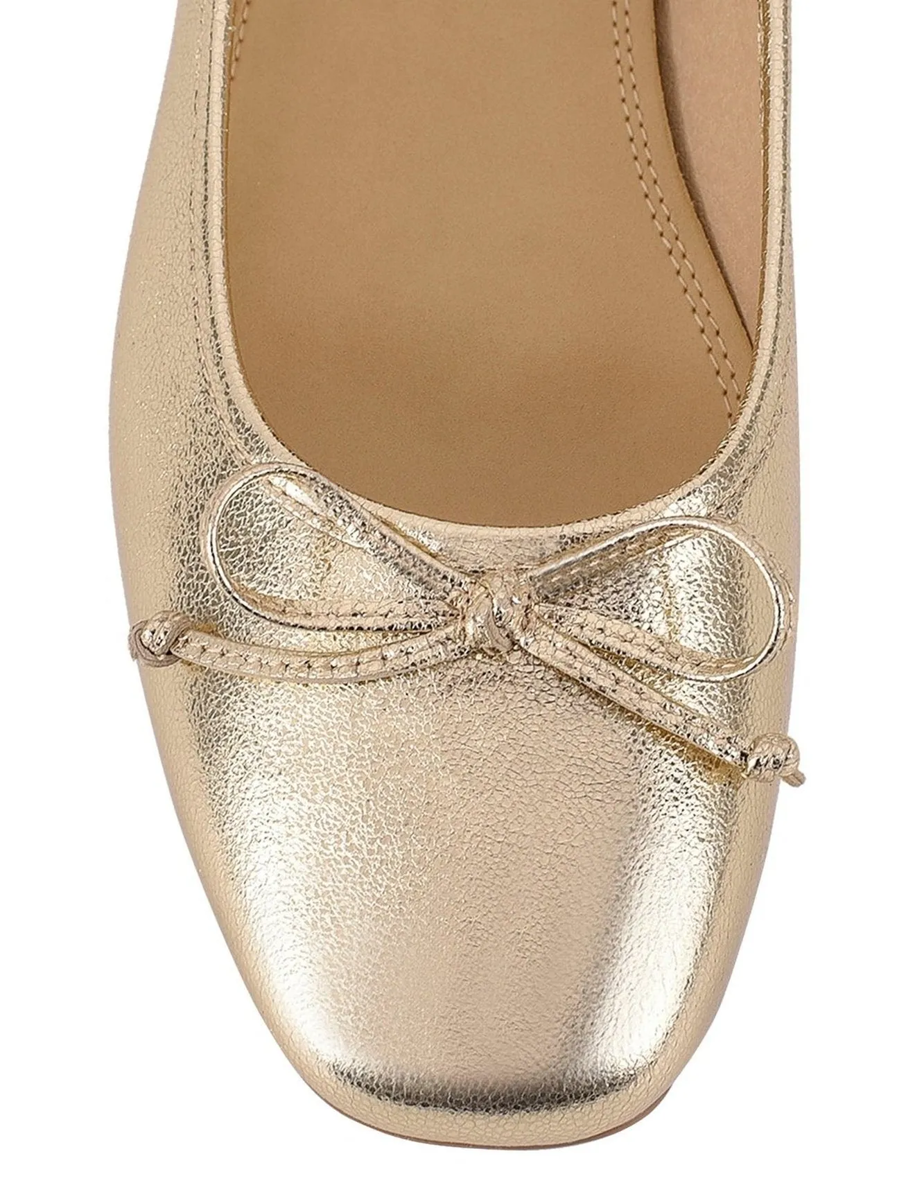 Regina Square Toe Ballet Flats - Gold Leather