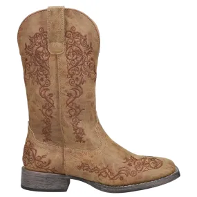 Riley Scroll Embroidered Snip Toe Cowboy Boots