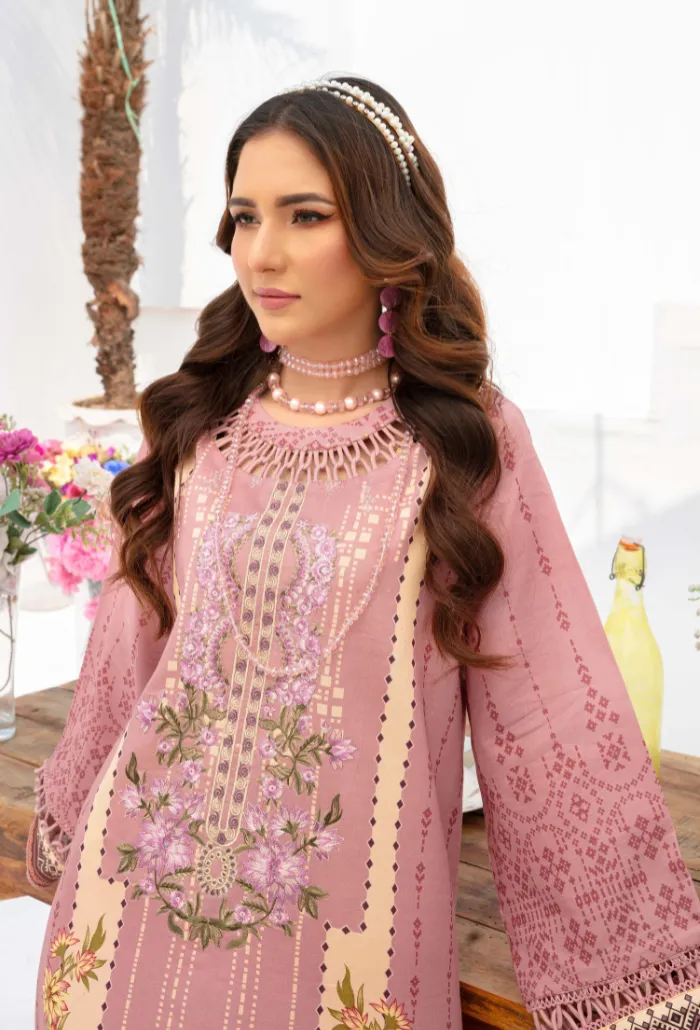 Saira Bano by Humdum Embroidered Lawn Unstitched 3Pc Suit D-01