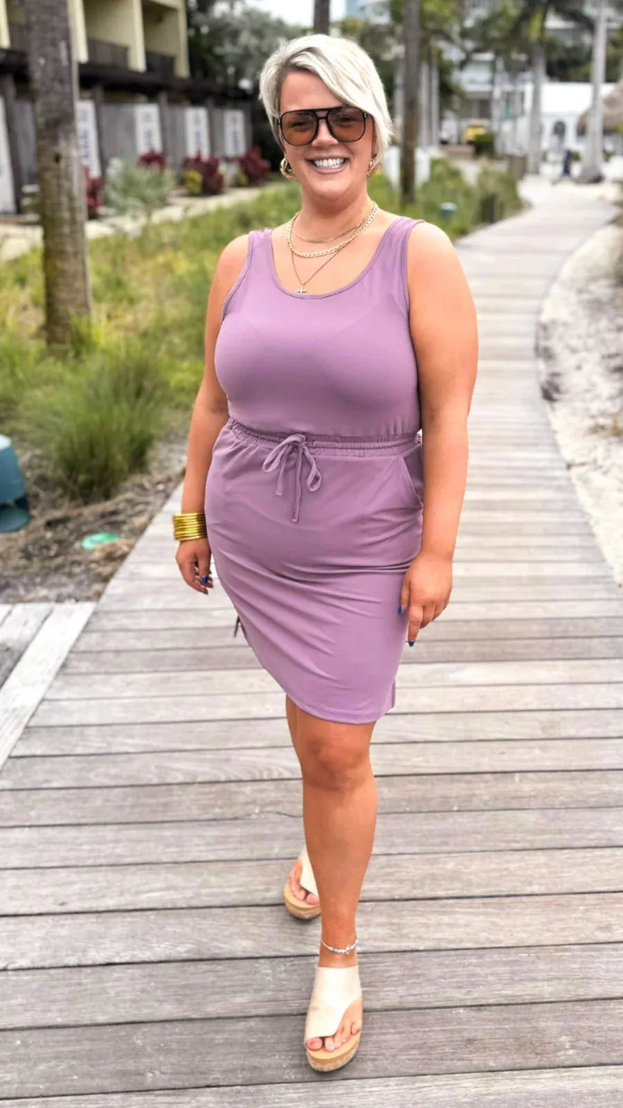 SALTY WAVE SOPHIA EVERYDAY TANK DRESS | MAUVE