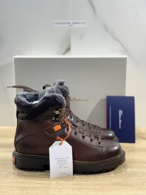 Santoni Stivaletto Uomo Mountain Boot Pelle Brown Luxury Men Boot 39.5