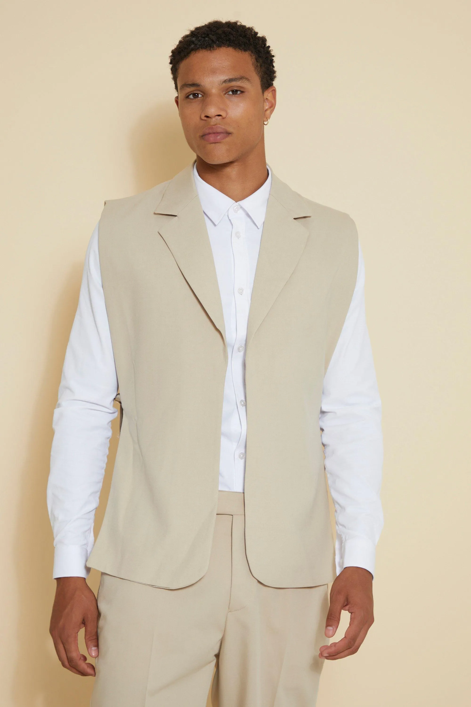 Single Breasted Sleeveless Slim Blazer