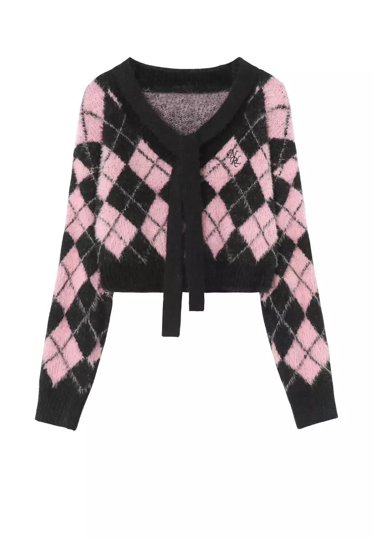 Soft Contrast Rhombuses Sweater HH2848