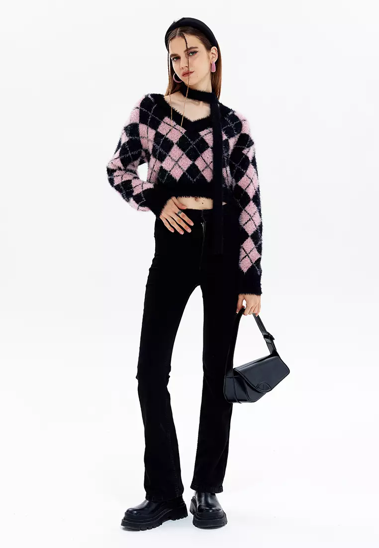 Soft Contrast Rhombuses Sweater HH2848