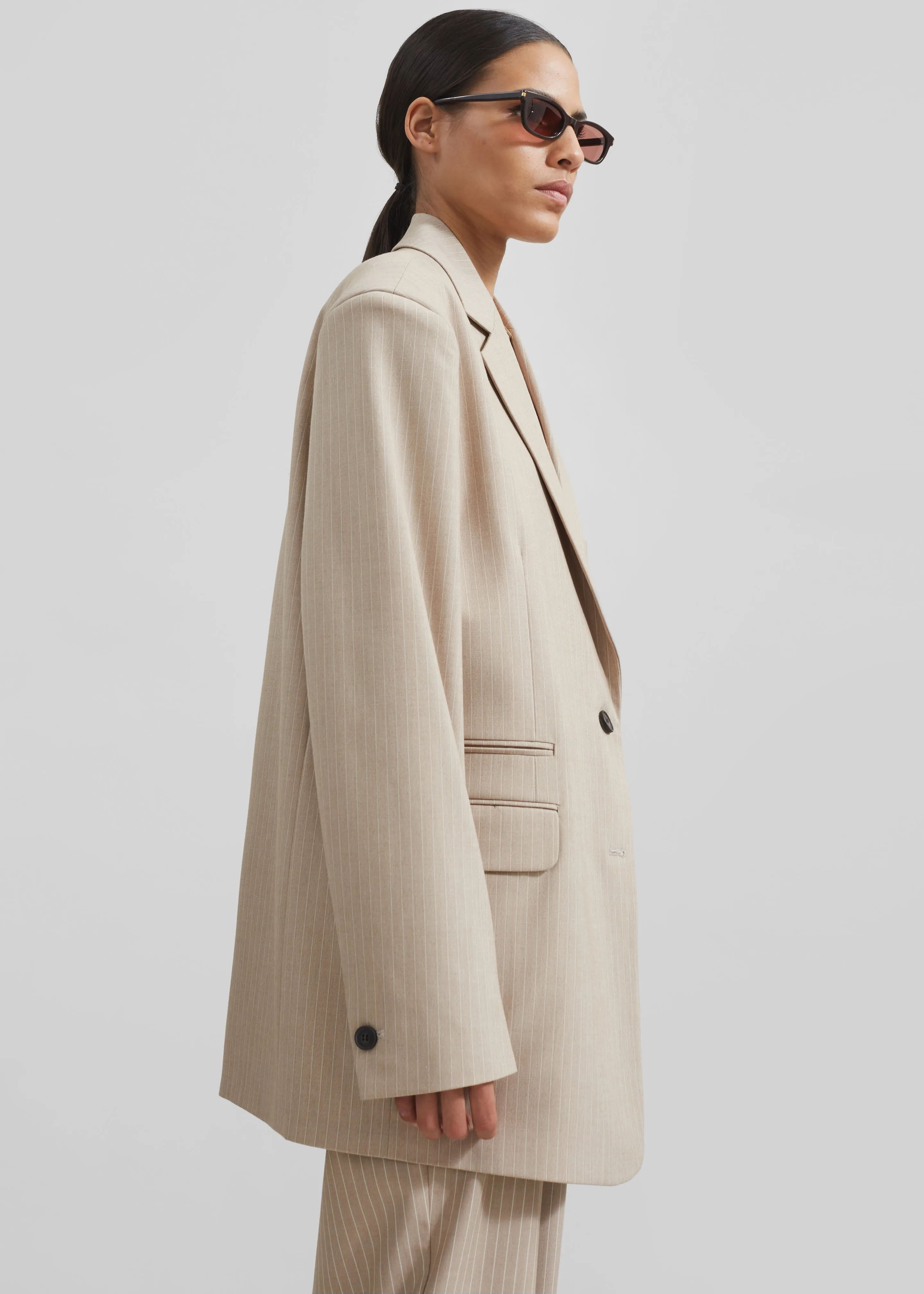 Stasia Blazer - Beige Stripe