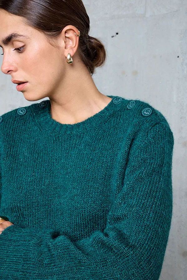 Stella Forest LLIONA GREEN SHORT WOOL SWEATER