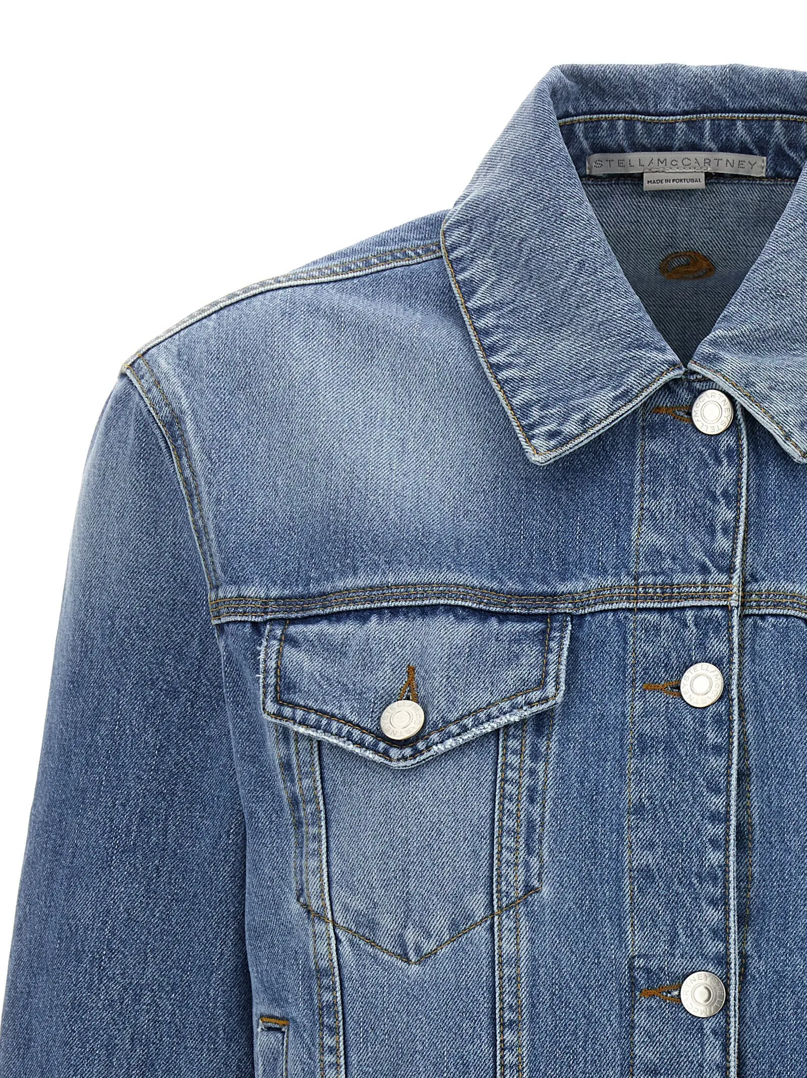 Stella McCartney  |Falabella Chain Light Wash Denim Jacket