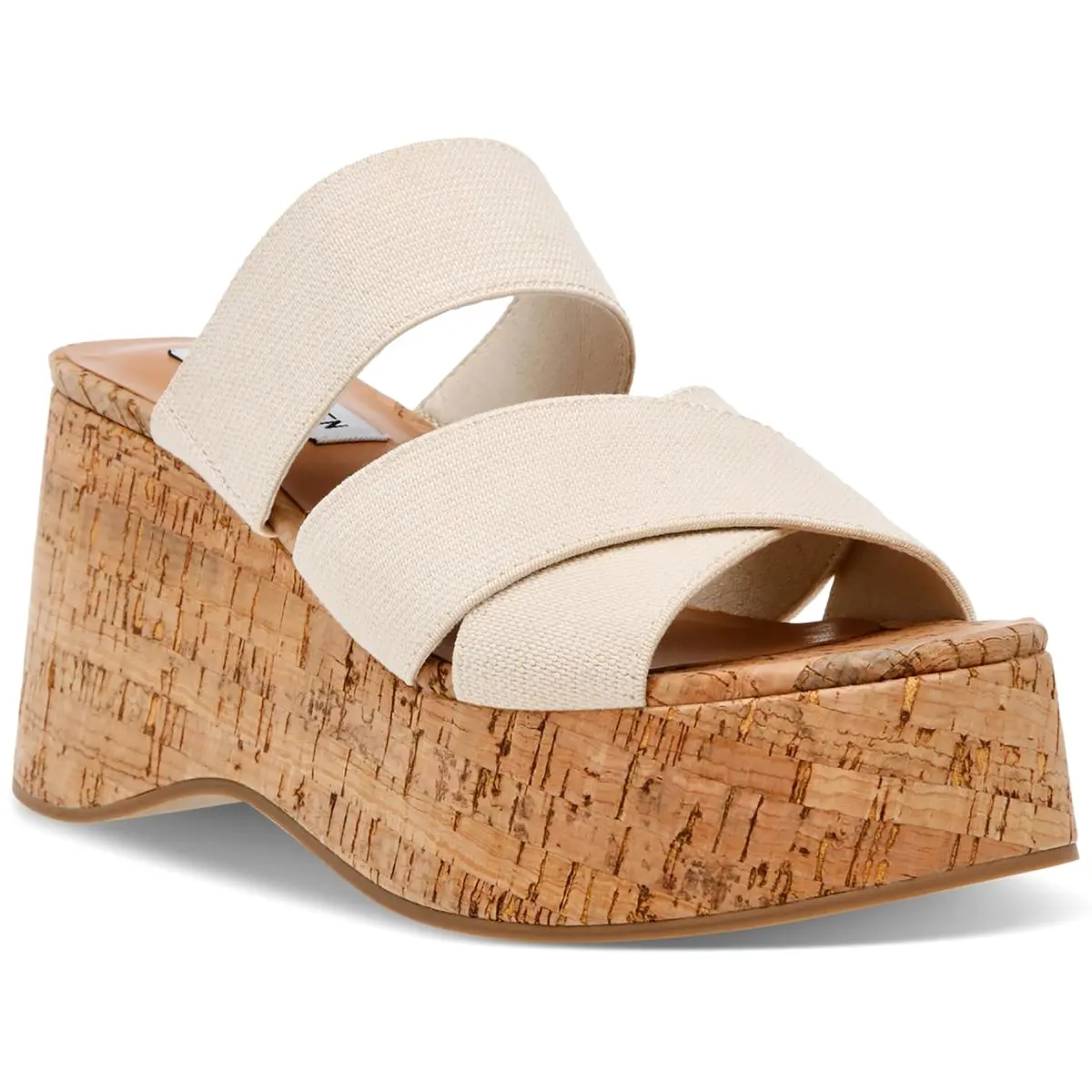 Steve Madden Womens Deo Cork Slip On Platform Sandals