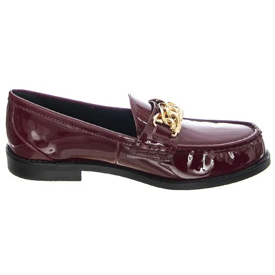 Steve Madden Womens Triple Burgundy Patent Loafer Shoes